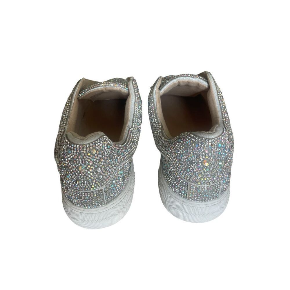 Betsey Johnson Silver Rhinestone Shoes Women’s Size 9.5 Bedazzled Sneakers - Picture 5 of 6